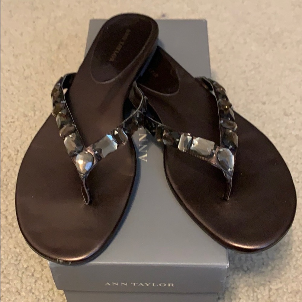 Ann Taylor jeweled flip flops